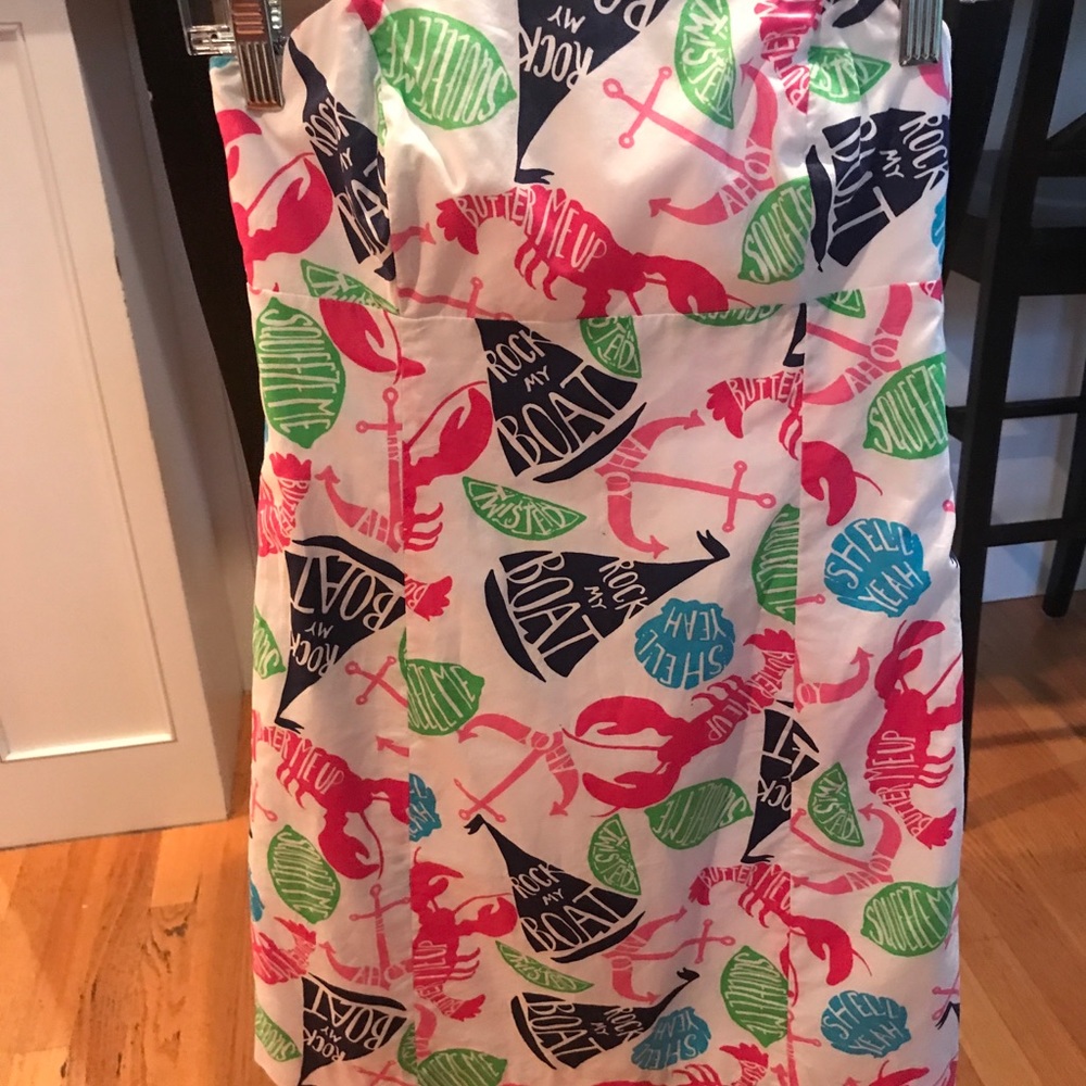 Strapless Lilly Pulitzer dress.